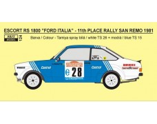 Decal – Ford Escort RS 1800 „FORD ITALIA“ Rallye San Remo 1981